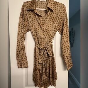 12th Tribe After Dark Brown Retro Satin Mini Dress size S